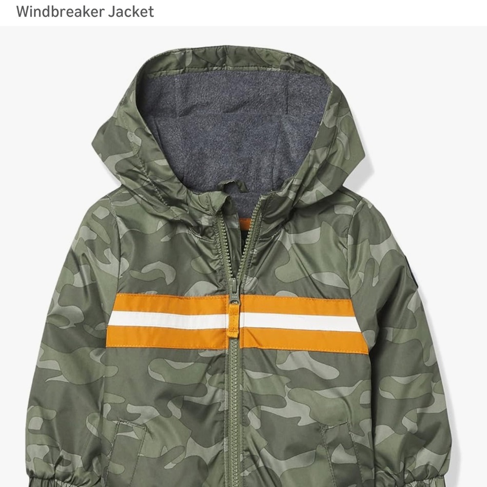 Osh Kosh B’gosh Camouflage Windbreaker Jacket with Rust-Orange Stripe